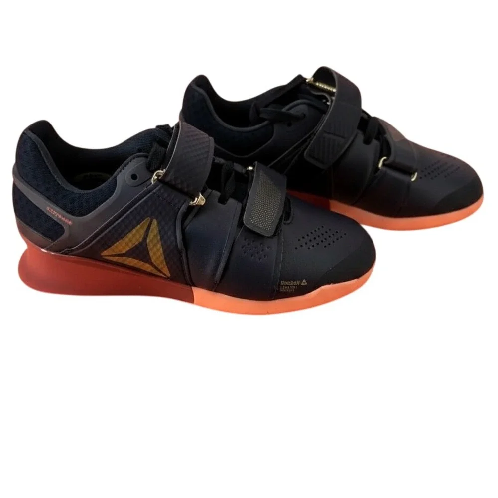 Reebok Legacy Lifter II Womens 7 Navy Gold Orange Weightlifting Shoes NWOT